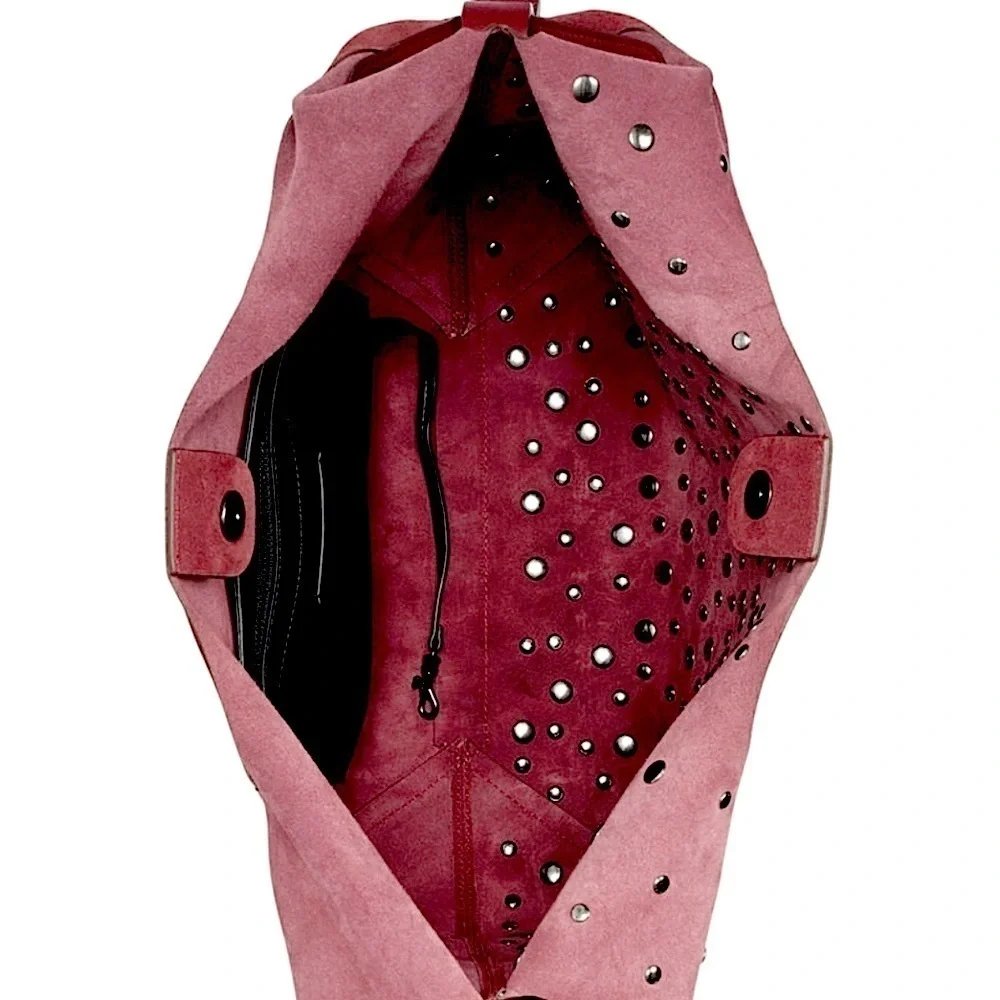 DKNY WES COLLECTION STUDDED BOHO SUEDE BAG OXBORD‎ SHOULDER HOBO PURS…